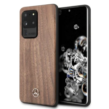 Чехол Mercedes для Samsung Galaxy S20 Ultra Wood Line Walnut, светло-коричневый