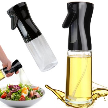 Oil and Vinegar Spray Bottle, Glass, 200 ml, Black