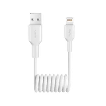 Спиральный кабель Puro 12W USB-A - Lightning 1м, белый