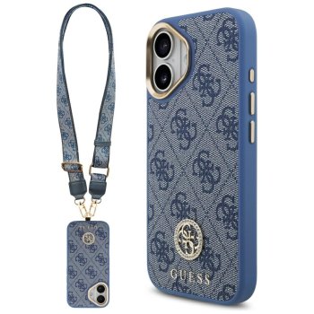 Guess 4G Strass Logo ar lielo siksnu un metāla pogām MagSafe vāciņš iPhone 17 – zils | Phone Case Cover