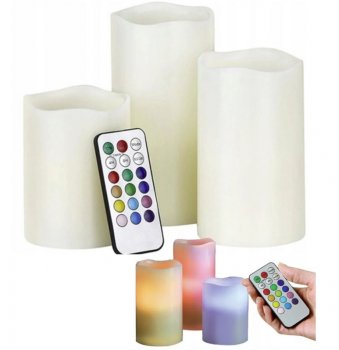 LED sveču komplekts ar tālvadības pulti, 3 gab. | Set of 3 LED Candles with Remote Control