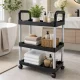 Mobile Storage Cart on Wheels, 3 Tiers, Black/Silver