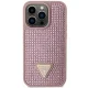 Guess iPhone 14 Pro vāciņš Rhinestone Triangle, rozā