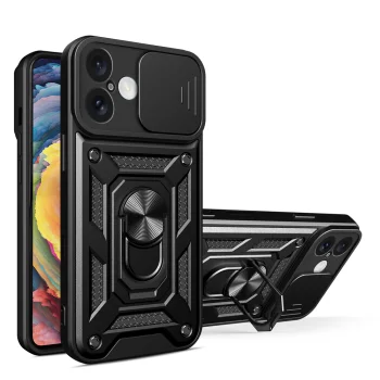 Ударопрочный чехол для iPhone 16 Plus с защитой камеры и подставкой,...