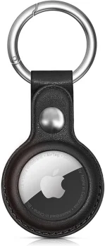 Maciņš priekš Apple AirTag, eko āda, ar karabīni, WAT-21-0Y2S, melns