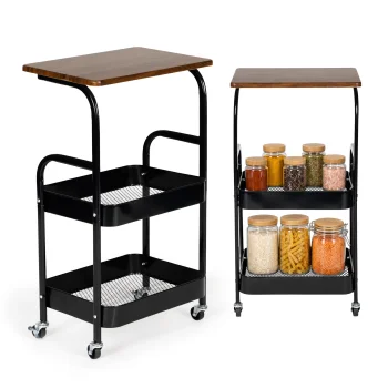 Metal Rolling Cart Shelf ModernHome with Tabletop 3 Tier