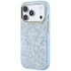 Чехол Guess IML Leopard Glitter Triangle Logo MagSafe для iPhone 17 Pro / 18 Pro, синий
