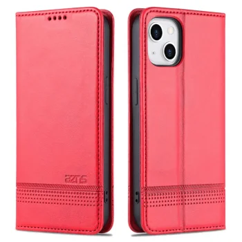 Apple iPhone 14 6.1'' AZNS Leather Stand Case Cover with Card Slots, Red | Чехол для Телефона...