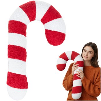Ruhhy 27032 Candy Cane Pillow Christmas Decoration, Soft Holiday Throw Pillow, Red and White
