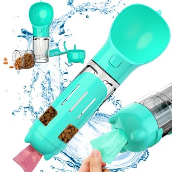 Дорожная поилка для собак 4 в 1 бутылка с контейнером для корма 300...