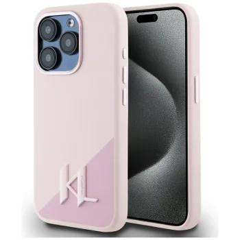 Чехол Karl Lagerfeld для iPhone 15 Pro Max Silicone Shadow Metal Initial MagSafe, розовый