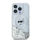 Karl Lagerfeld Liquid Glitter Choupette Head MagSafe vāciņš iPhone 14 Pro / 15 Pro, Caurspīdīgs