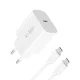 Сетевое зарядное устройство Tech-Protect NC20W PD 20W с кабелем USB-C, белое