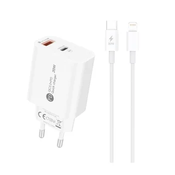 Сетевое зарядное устройство A6MaxL 20W USB-A USB-C с кабелем USB-C - Lightning 1м,...