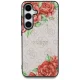 Guess Leather 4G Flowers Print MagSafe vāciņš Samsung Galaxy S25, rozā