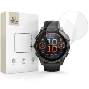Защитное стекло Tech-Protect Glass Fit+ для Garmin Fenix 8 47mm, 2 шт., прозрачное