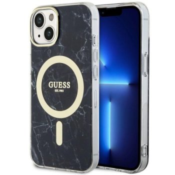 Guess iPhone 14 Plus Case Marble MagSafe, Black