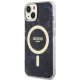 Guess iPhone 14 vāciņš Marble MagSafe, melns