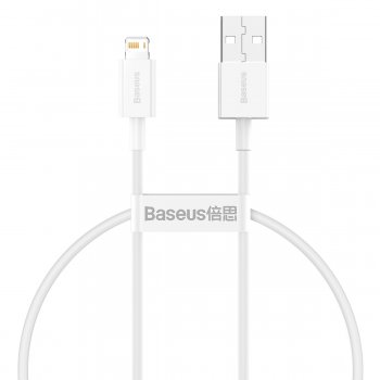 Baseus Superior USB to Apple iPhone Lightning Data Charging Cable 2.4A, 1.5m, White | Провод для...