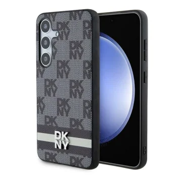 DKNY Samsung Galaxy S24 vāciņš Leather Checkered Mono Pattern, melns