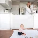 Aizsargbarjera bērniem un mājdzīvniekiem, līdz 150 cm, ECOTOYS, bēša
