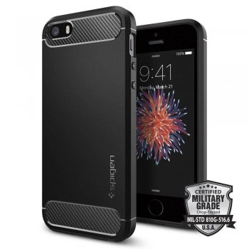 Apple iPhone SE 5s 5 Spigen Rugged Armor Case Cover, Black | Telefona Vāks Apvalks Pārvalks