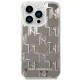 Чехол Karl Lagerfeld Liquid Glitter Monogram для iPhone 14 Pro, серебристый
