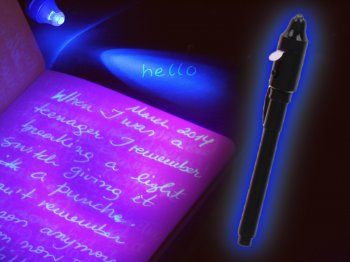 Bērnu UV LED Neredzamās Tintes Pildspalva, Melna | Kids Invisible Ink Pen
