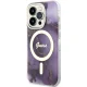 Guess iPhone 14 Pro vāciņš Golden Marble MagSafe, violets