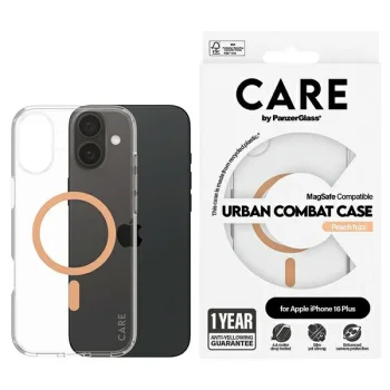PanzerGlass iPhone 16 Plus vāciņš CARE Flagship MagSafe, persiku
