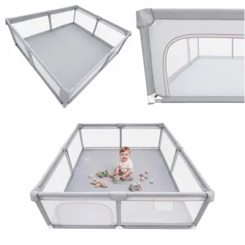 Foldable Baby Playpen Playground 150x200 cm Grey
