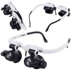 Watchmaker Headset Magnifier with LED Light 8x 23x, White-Black