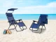 MultiGarden Garden and Beach Sun Lounger with Adjustable Canopy, Blue