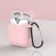 Силиконовый чехол для AirPods 2 / AirPods 1 с карабином, розовый