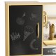 Bērnu koka virtuve ar ledusskapi un krīta tāfeli LULILO, Zelta | Kids Wooden Kitchen with Refrigerator
