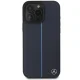 Mercedes iPhone 16 Pro Max vāciņš Blue Line Leather MagSafe, tumši zils