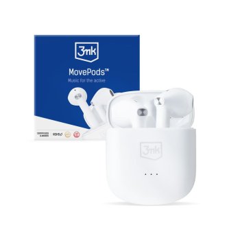 3mk MovePods bezvadu Bluetooth 5.3 austiņas ausīs - baltas | in-ear wireless headphones white