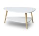 Moderns kafijas galdiņš ar plauktu un koka kājām ModernHome, balts