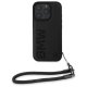 BMW iPhone 16 Pro Max vāciņš Signature Leather Wordmark Cord, melns