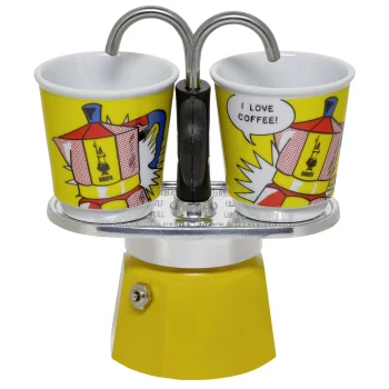 Bialetti MINI EXPRESS Lichtenstein Espresso Maker Set Yellow