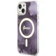 Guess iPhone 14 vāciņš Golden Marble MagSafe, violets