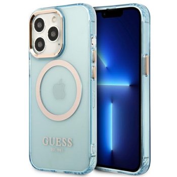 Guess Gold Outline Translucent MagSafe vāciņš iPhone 13 / 13 Pro - zils