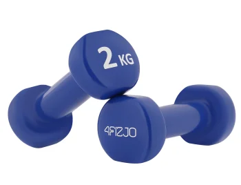 Чугунные гантели с виниловым покрытием 4Fizjo Classic, 2 x 2 кг, синие