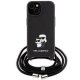 Karl Lagerfeld iPhone 15 Plus vāciņš Crossbody Saffiano Metal Pin, melns
