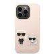 Чехол Karl Lagerfeld Silicone Karl & Choupette MagSafe для iPhone 14 Pro, светло-розовый