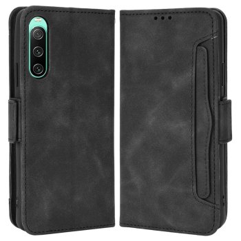 Sony Xperia 10 IV Wallet Design Multiple Card Slots Stand Leather Phone Case Cover, Black | Telefona Vāciņš Maciņš...