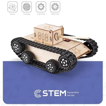 Деревянный конструктор Электрический танк, STEM игрушка
