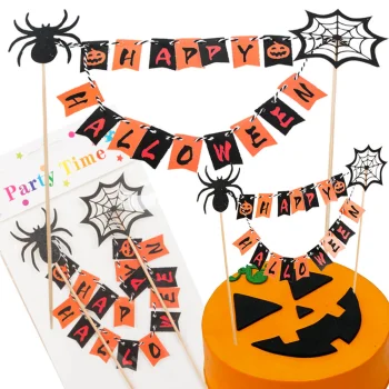 Halloween Cake and Cupcake Topper, Paper Garland on Sticks