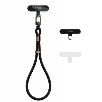 Tech-Protect C11S Rope plaukstas siksniņa tālrunim, melna