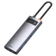 Baseus Metal Gleam 6-in-1 USB-C - USB-C PD 100W HUB 1x HDMI 4K 30Hz 3x USB-A 3.2 1x RJ45 - gray